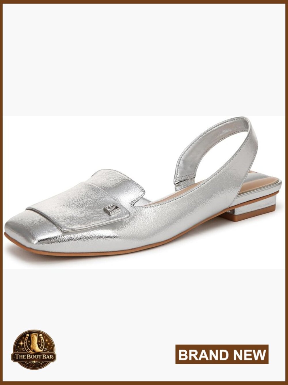 Women's Slingback Ballet Flats - Square Toe Metallic
